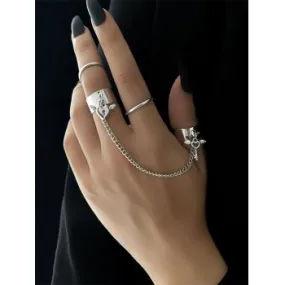 Juego de anillos de puño con colgante de llave de corazón